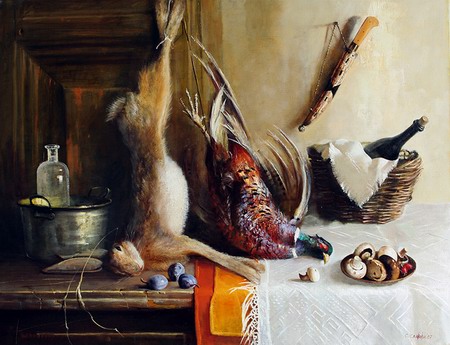 Натюрморт с кроликом и фазаном